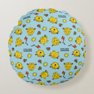 Little Miss Sunshine   Teal Polka Dot Pattern Round Cushion