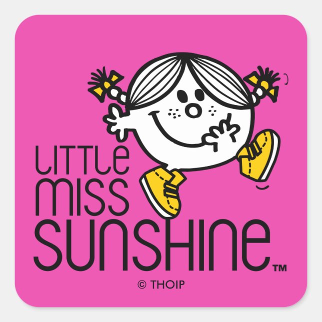 Little Miss Sunshine Walking On Name Graphic Square Sticker (Front)