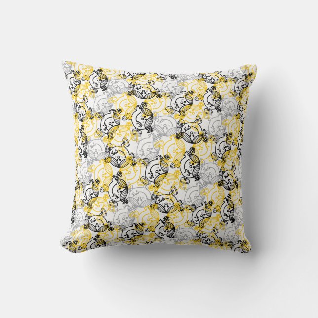 Little Miss Sunshine Yellow Character Pattern Cushion (Front)