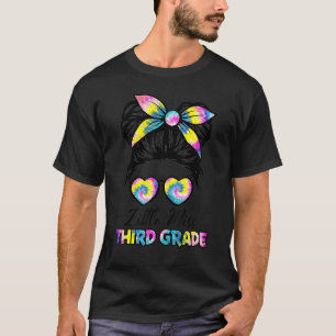 Little Miss Third Grade Messy Bun Back To School T-Shirt