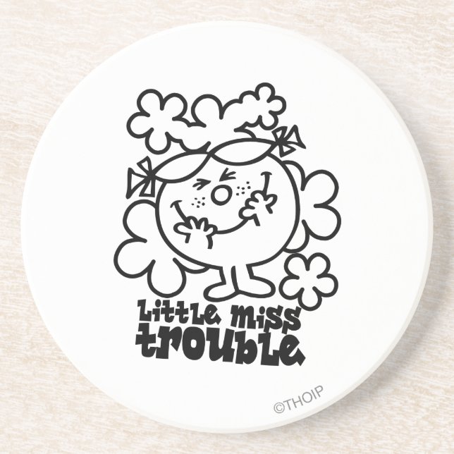 Little Miss Trouble | Black & White Coaster (Front)