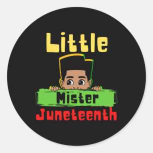 Little Mister Juneteenth Black King Melanin Brown  Classic Round Sticker