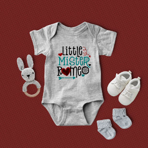 Little Mister Romeo Valentines Day Boy Baby Bodysuit