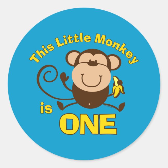 Little Monkey 1st Birthday Boy Sticker (Front)