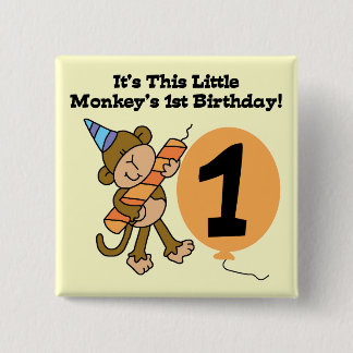 Little Monkey 1st Birthday Tshirts and Gifts 15 Cm Square Badge