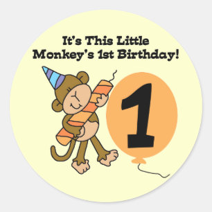 Little Monkey 1st Birthday Tshirts and Gifts Classic Round Sticker