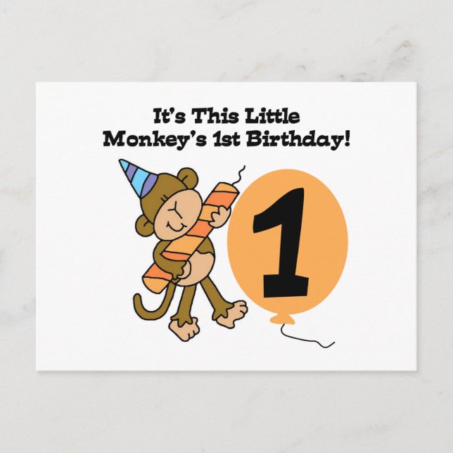 Little Monkey 1st Birthday Tshirts and Gifts Postcard (Front)