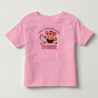 Little Monkey 3rd Birthday Girl Toddler T-Shirt
