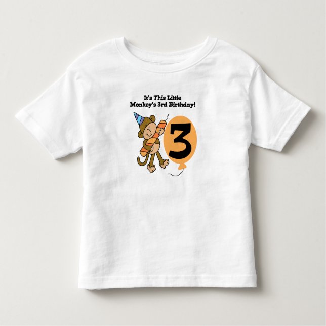 Little Monkey 3rd Birthday Toddler T-Shirt (Front)