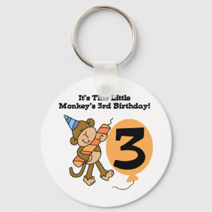 Little Monkey 3rd Birthday Tshirts and Gifts Key Ring