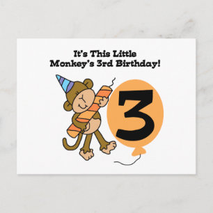 Little Monkey 3rd Birthday Tshirts and Gifts Postcard