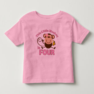 Little Monkey 4th Birthday Girl Toddler T-Shirt