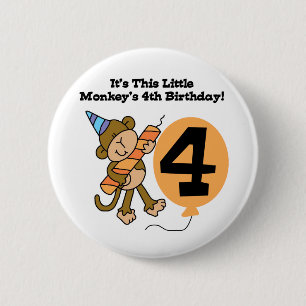 Little Monkey 4th Birthday Tshirts and Gifts 6 Cm Round Badge