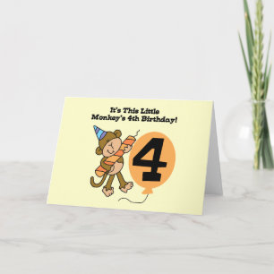 Little Monkey 4th Birthday Tshirts and Gifts Card