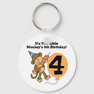 Little Monkey 4th Birthday Tshirts and Gifts Key Ring