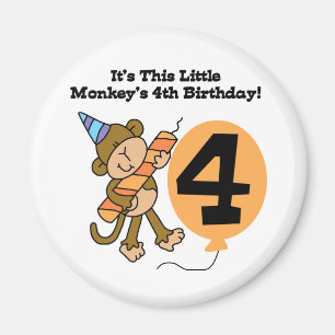 Little Monkey 4th Birthday Tshirts and Gifts Magnet