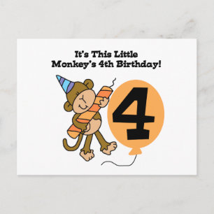 Little Monkey 4th Birthday Tshirts and Gifts Postcard