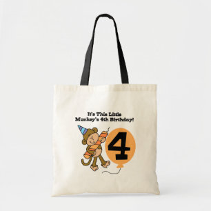 Little Monkey 4th Birthday Tshirts and Gifts Tote Bag