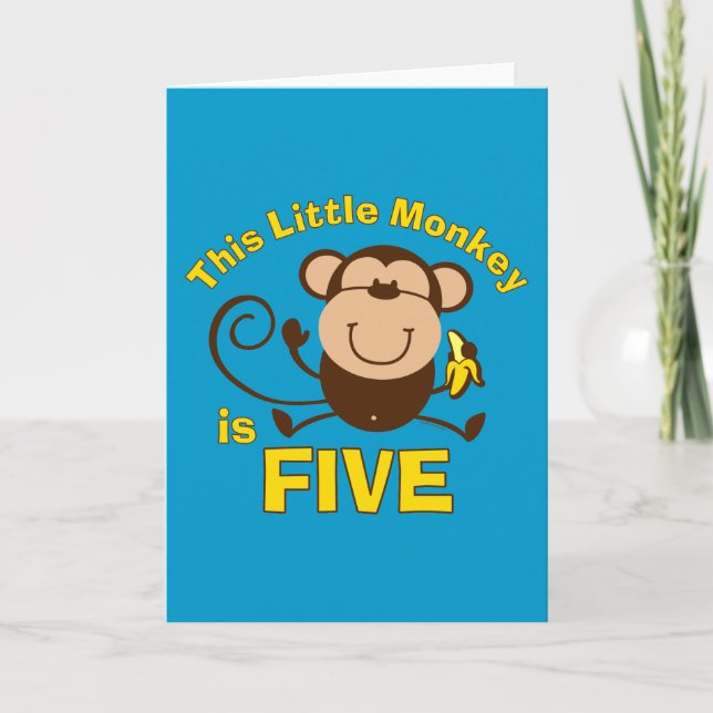 Little Monkey 5th Birthday Boy Card (Front)