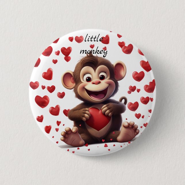 Little monkey- 6 cm round badge (Front)