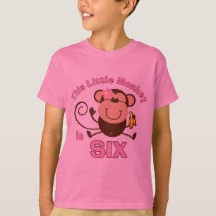 Little Monkey 6th Birthday Girl T-Shirt