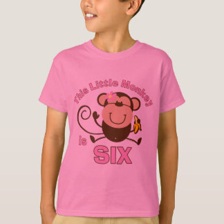 Little Monkey 6th Birthday Girl T-Shirt