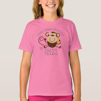 Little Monkey 6th Birthday Girl T-Shirt