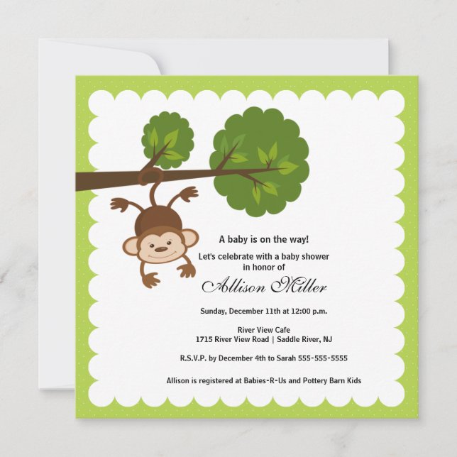 Little Monkey Baby Shower Invitation (Front)