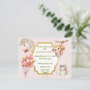 Little Monkey Birthday Digital Download Invitation