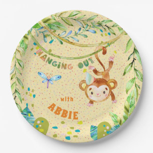 Little Monkey Birthday Hanging Out Paper Plate