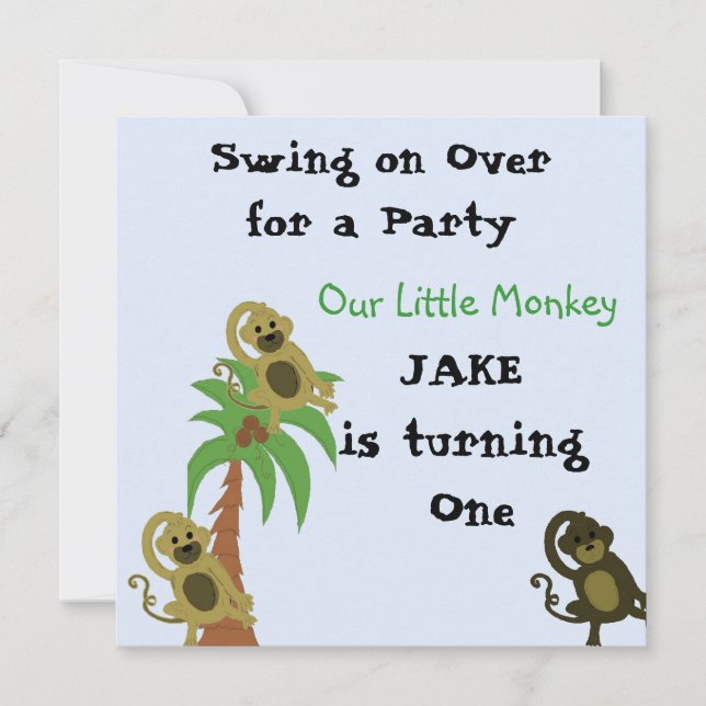 Little Monkey Birthday Invitation (Front)