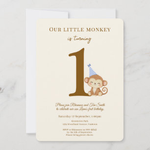 Little Monkey Boy First Birthday invitation