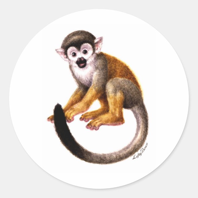 Little Monkey Classic Round Sticker (Front)