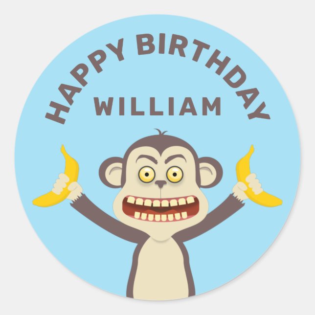 Little Monkey Classic Round Sticker (Front)