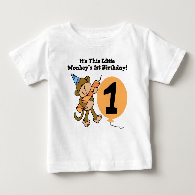 Little Monkey First Birthday Baby T-Shirt (Front)