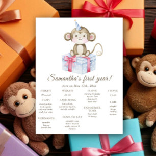 Little Monkey First Birthday Milestone Birthday Poster