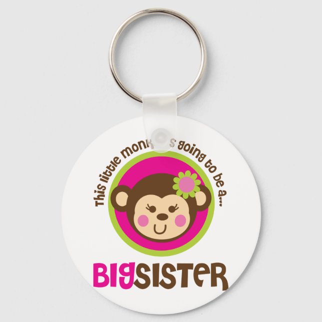 Little Monkey Going To Be A Big Sister Key Ring (Front)