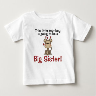 Little Monkey Hearts Big Sister Baby T-Shirt