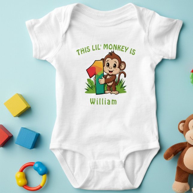 Little Monkey Kids 1st Birthday Personalised Baby  Baby Bodysuit (Creator Uploaded)