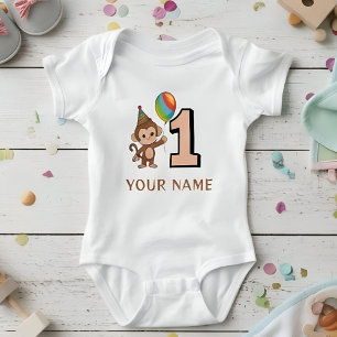 Little Monkey Kids 1st Birthday Personalised  Baby Bodysuit