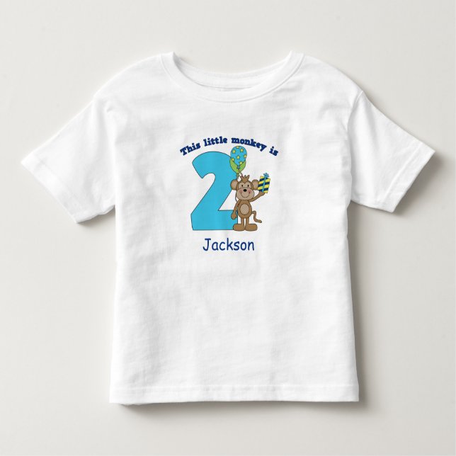 Little Monkey Kids 2nd Birthday Personalised Toddler T-Shirt (Front)