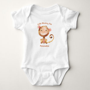 Little Monkey Pet Cute Baby Monkey Personalise Baby Bodysuit