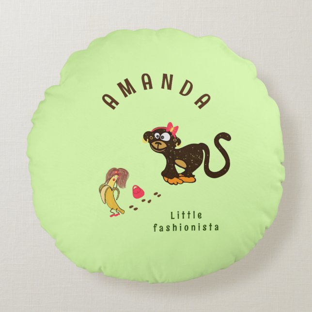 Little monkey round cushion (Front)