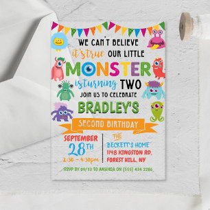 Little Monster 2nd Birthday Acrylic Invitations