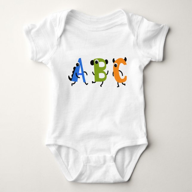 Little Monster Alphabet ABC Baby Bodysuit (Front)
