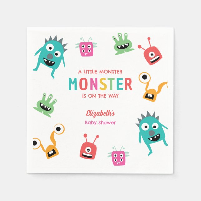 Little Monster Baby Shower Halloween Custom Napkin (Front)