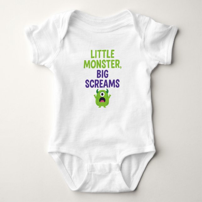 Little Monster, Big Screams Baby Bodysuit (Front)