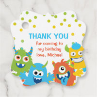 little  Monster birthday favour tags