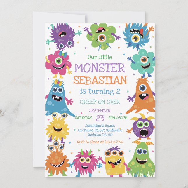 Little Monster Birthday Invitation (Front)