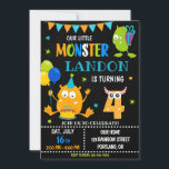 Little monster birthday invitation for boy<br><div class="desc">Monster birthday invitation for boy Little monster invitation Monster bash party invite. This template includes all 0-9 monster digits for the age, just click "Click to customise further" link and choose the age. Also there are 1-5 years old templates are listed for boy and girl birthday. This cute pastel colours...</div>